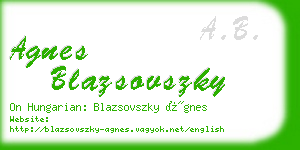 agnes blazsovszky business card